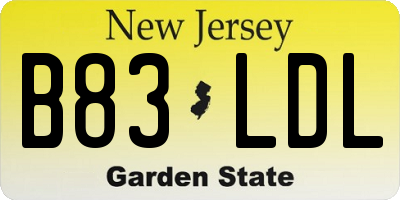NJ license plate B83LDL