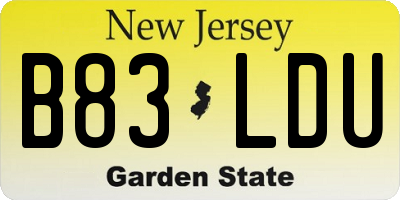 NJ license plate B83LDU
