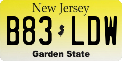 NJ license plate B83LDW