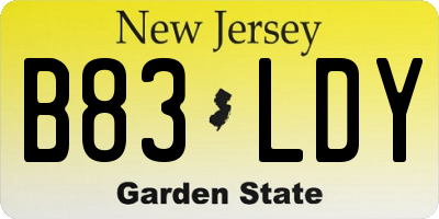 NJ license plate B83LDY
