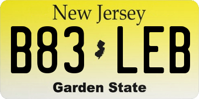 NJ license plate B83LEB