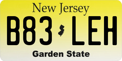 NJ license plate B83LEH