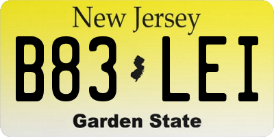 NJ license plate B83LEI