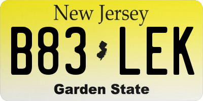 NJ license plate B83LEK
