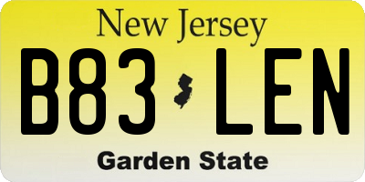 NJ license plate B83LEN