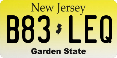 NJ license plate B83LEQ
