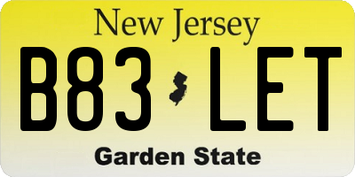 NJ license plate B83LET