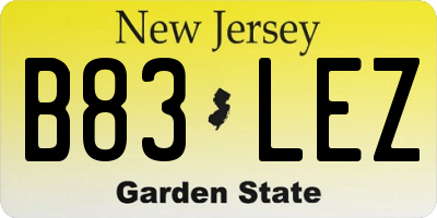 NJ license plate B83LEZ