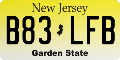 NJ license plate B83LFB
