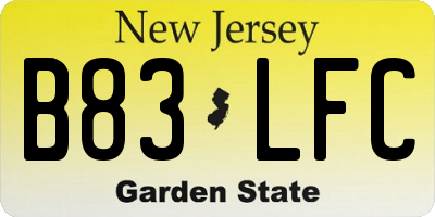 NJ license plate B83LFC