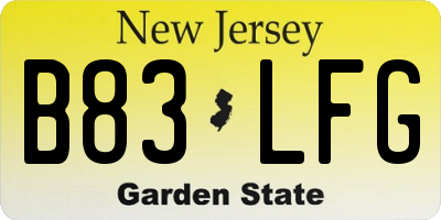 NJ license plate B83LFG