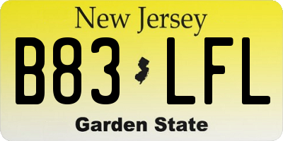 NJ license plate B83LFL