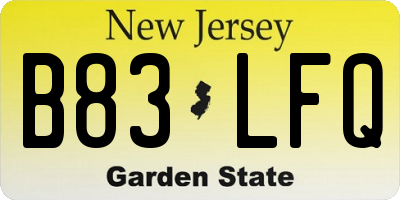 NJ license plate B83LFQ
