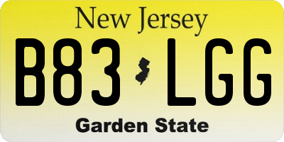 NJ license plate B83LGG