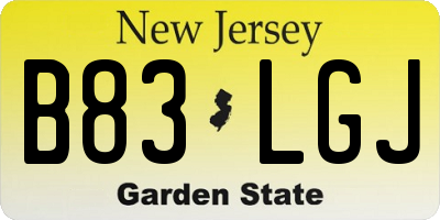 NJ license plate B83LGJ
