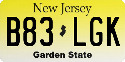 NJ license plate B83LGK
