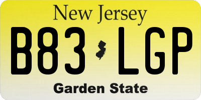NJ license plate B83LGP