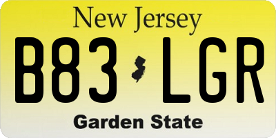 NJ license plate B83LGR