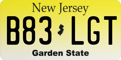 NJ license plate B83LGT