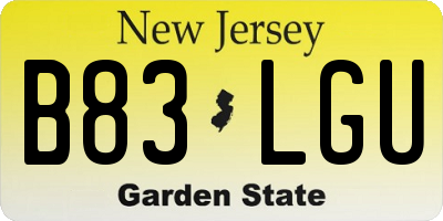 NJ license plate B83LGU