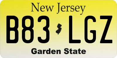 NJ license plate B83LGZ