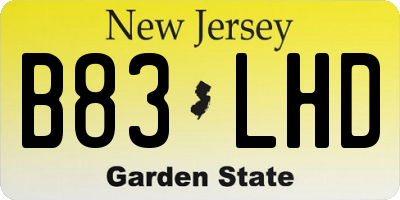 NJ license plate B83LHD