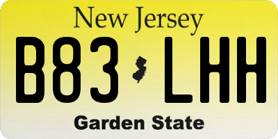 NJ license plate B83LHH