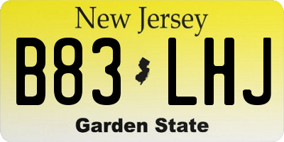 NJ license plate B83LHJ