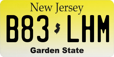 NJ license plate B83LHM