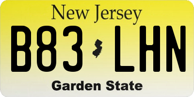 NJ license plate B83LHN
