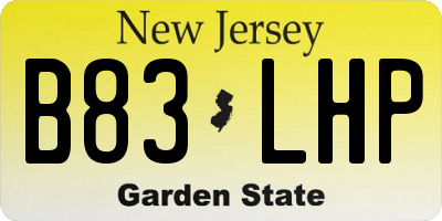 NJ license plate B83LHP