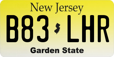NJ license plate B83LHR
