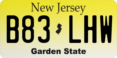 NJ license plate B83LHW