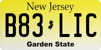 NJ license plate B83LIC