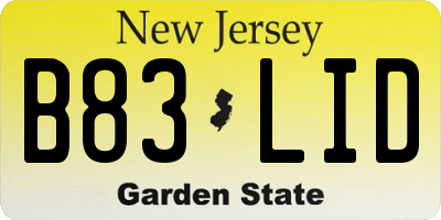 NJ license plate B83LID