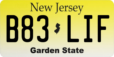 NJ license plate B83LIF