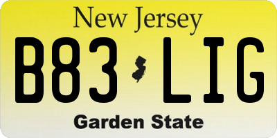 NJ license plate B83LIG