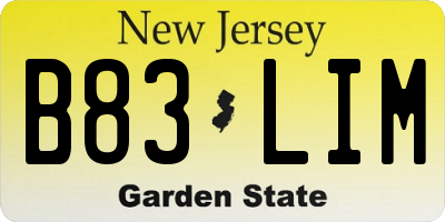 NJ license plate B83LIM