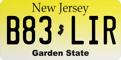 NJ license plate B83LIR