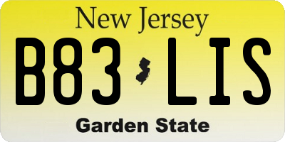 NJ license plate B83LIS