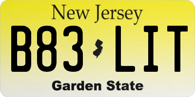 NJ license plate B83LIT