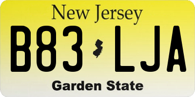 NJ license plate B83LJA
