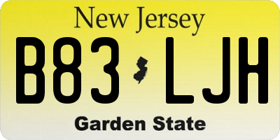 NJ license plate B83LJH