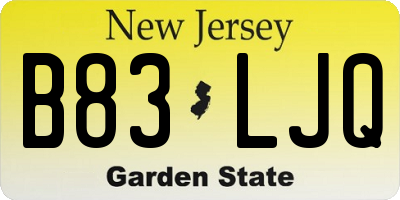 NJ license plate B83LJQ