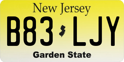 NJ license plate B83LJY