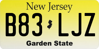 NJ license plate B83LJZ