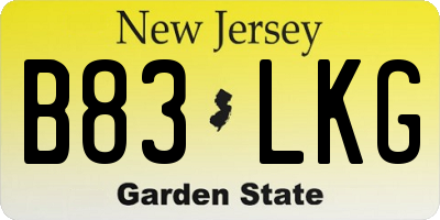 NJ license plate B83LKG