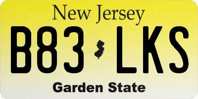 NJ license plate B83LKS