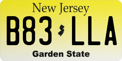 NJ license plate B83LLA