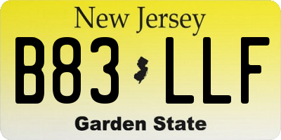 NJ license plate B83LLF
